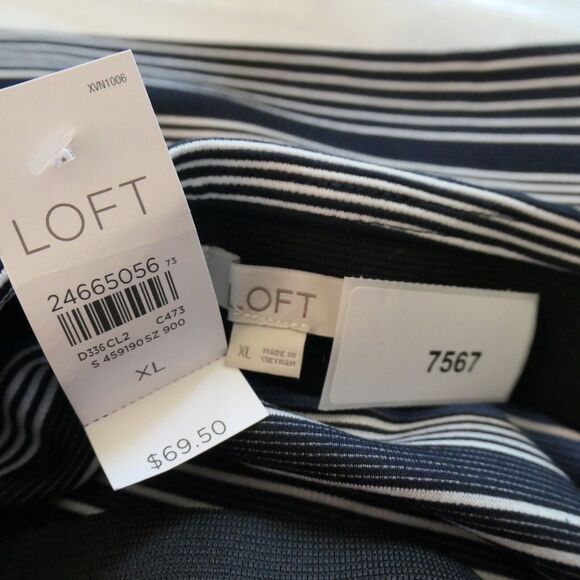 NEW Loft Mini Wrap Skirt Womens XL Blue Stripe Knit Career Casual Stretch $69 - Picture 8 of 8